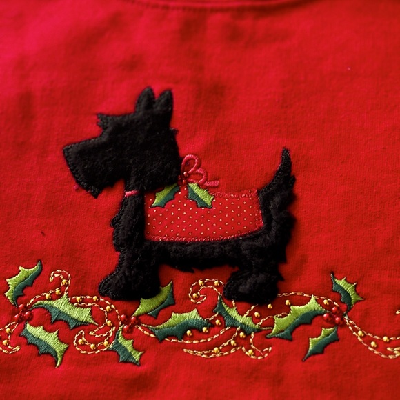 NEW WOMENS TOP STICH RED & BLACK SCOTTIE DOG CHRISTMAS SWEAT SHIRT  SZ. XL - Picture 11 of 11